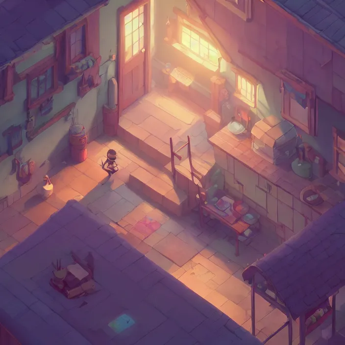Prompt: isometric view of a lovely cottage, seperated game asset, cory loftis, james gilleard, atey ghailan, makoto shinkai, goro fujita, studio ghibli, rim light, exquisite lighting, clear focus, very coherent, plain background, soft painting