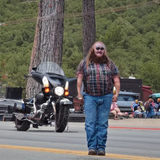 Prompt: spotting Bigfoot at the Sturgis rally