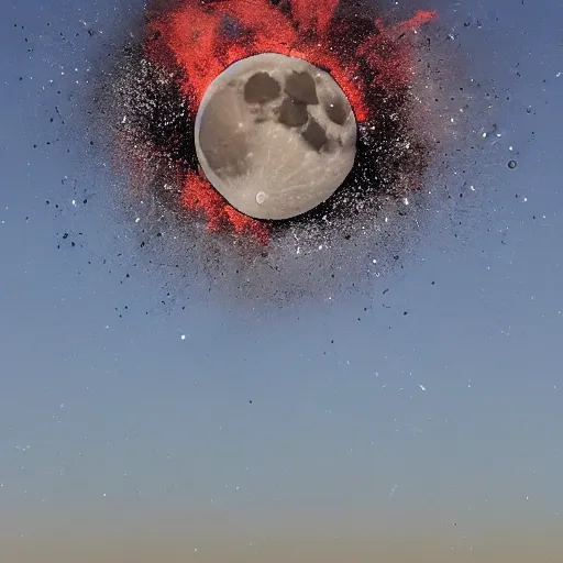 Prompt: moon mid explosion