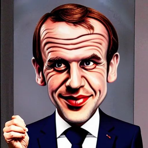 Image similar to Caricature of Emmanuel Macron in American Psycho (1999)