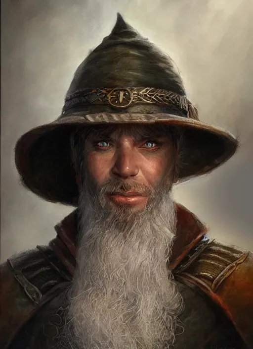 Prompt: a realistic fantasy portrait painting of a male wizard, ultra detailed, dndbeyond, dnd character portrait, pinterest, art by ralph horsley, artstation, deviantart