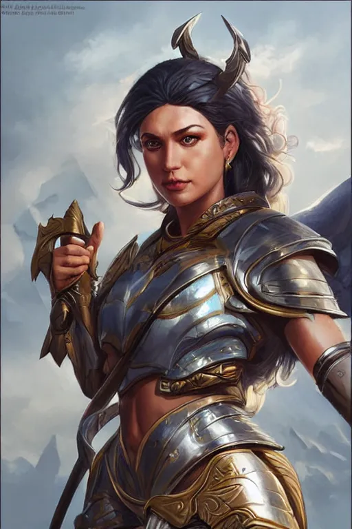 Image similar to amazon valkyrie athena, d & d, fantasy, portrait, highly detailed, headshot, digital painting, trending on artstation, concept art, sharp focus, illustration, art by artgerm and greg rutkowski and magali villeneuve