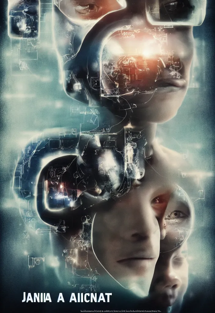 Image similar to a poster for the film about artificial intelligence in the style of jan lenica