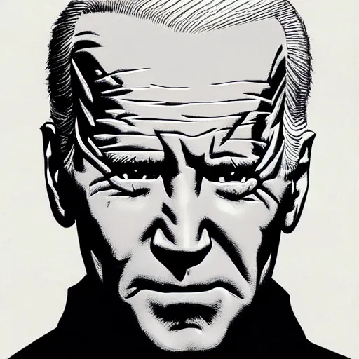 Image similar to Joe Biden looking sinister, by Tsutomu Nihei, highly detailed