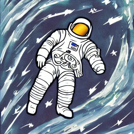 Image similar to astronaut, in Hiroaki Tsutsumi style