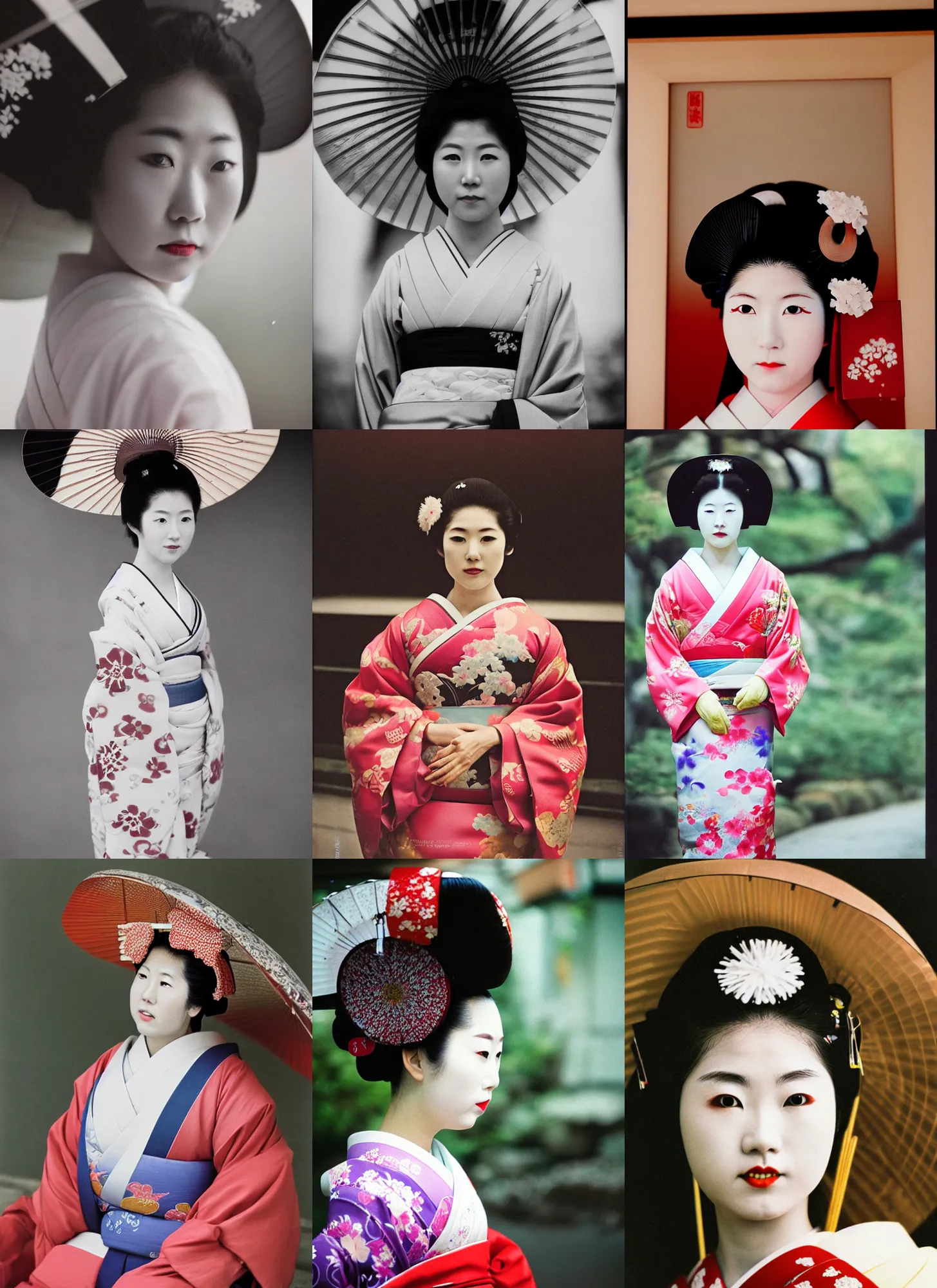 Prompt: Portrait Photograph of a Japanese Geisha Rera Chrome 100