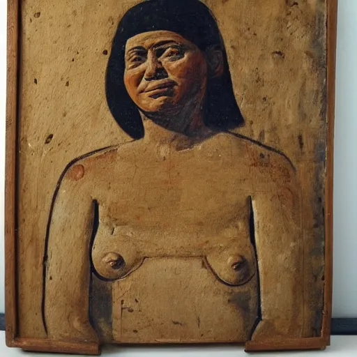 Prompt: fayum portrait of a lazy fat guy, mummy portrait, from egypt, from luxor, on wood