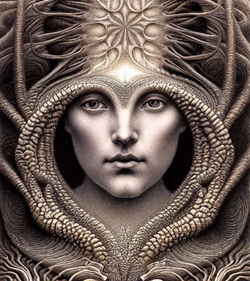 Prompt: detailed realistic beautiful sandstorm goddess face portrait by jean delville, gustave dore, iris van herpen and marco mazzoni, art forms of nature by ernst haeckel, art nouveau, symbolist, visionary, gothic, neo - gothic, pre - raphaelite, fractal lace, intricate alien botanicals, ai biodiversity, surreality, hyperdetailed ultrasharp octane render