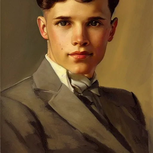 Image similar to a beautiful close - up of a young man. highly detailed painting by j. c. leyendecker