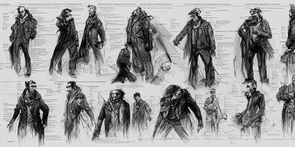 Image similar to victor frankenstein, character sheet, concept design, contrast, kim jung gi, greg rutkowski, zabrocki, karlkka, jayison devadas, trending on artstation, 8 k, ultra wide angle, pincushion lens effect