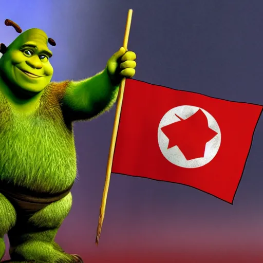 Image similar to shrek as a communist leader