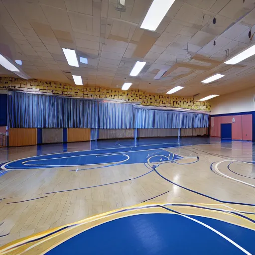 Prompt: planets floating in a school gym. 8k resolution photograph, national geographic footage.