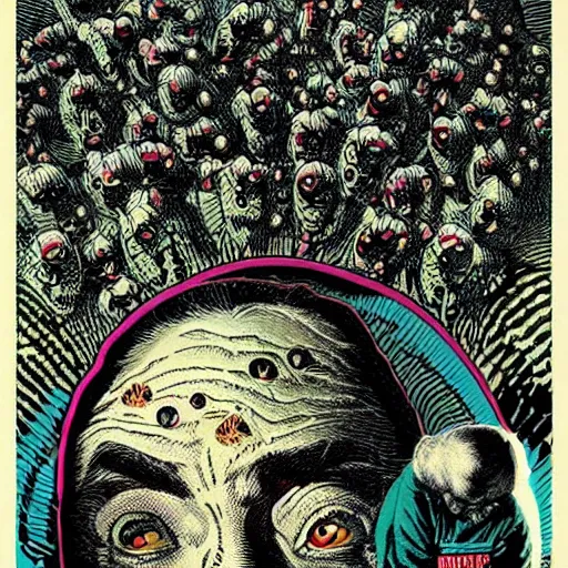 Image similar to a guy, face covered in moths, small details, by virgil finlay, by kilian eng,