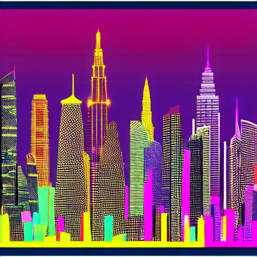 Image similar to abstract vector graphic of manila skyline, very very very very very amazing digital art