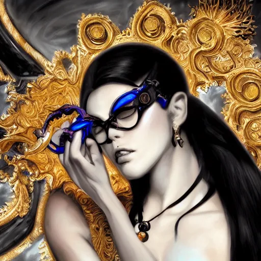 Image similar to bayonetta, digital painting, expressionistic, intricate detail, meticulous brush strokes, genius composition, masterpiece, work of art, 4 k wallpaper