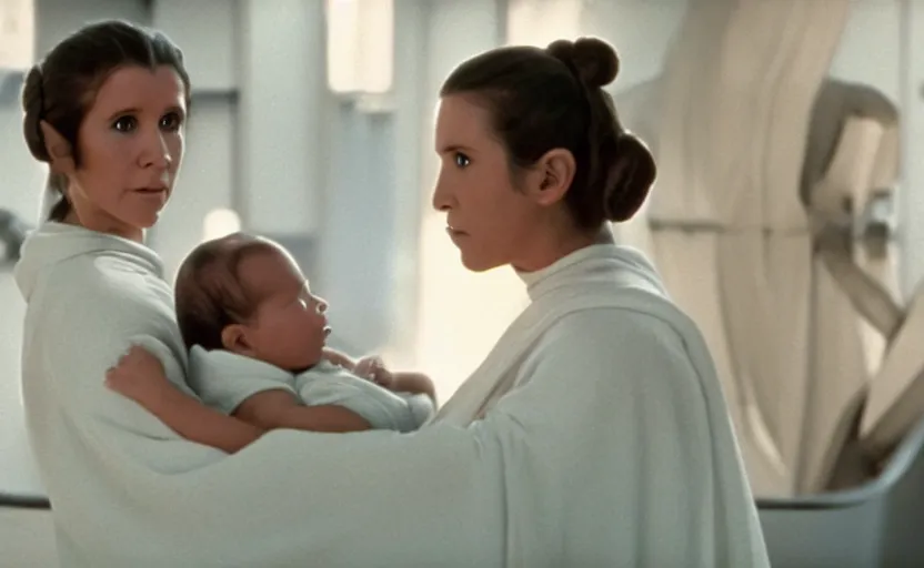 screenshot of Princess Leia Organa holding a new born | Stable ...