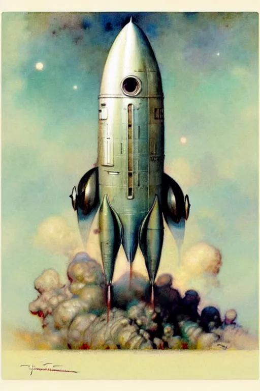 Image similar to (((((1950s rocketship . muted colors.))))) by Jean-Baptiste Monge !!!!!!!!!!!!!!!!!!!!!!!!!!!