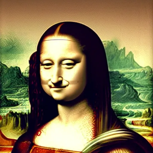 Prompt: queen of england painted as the monalisa