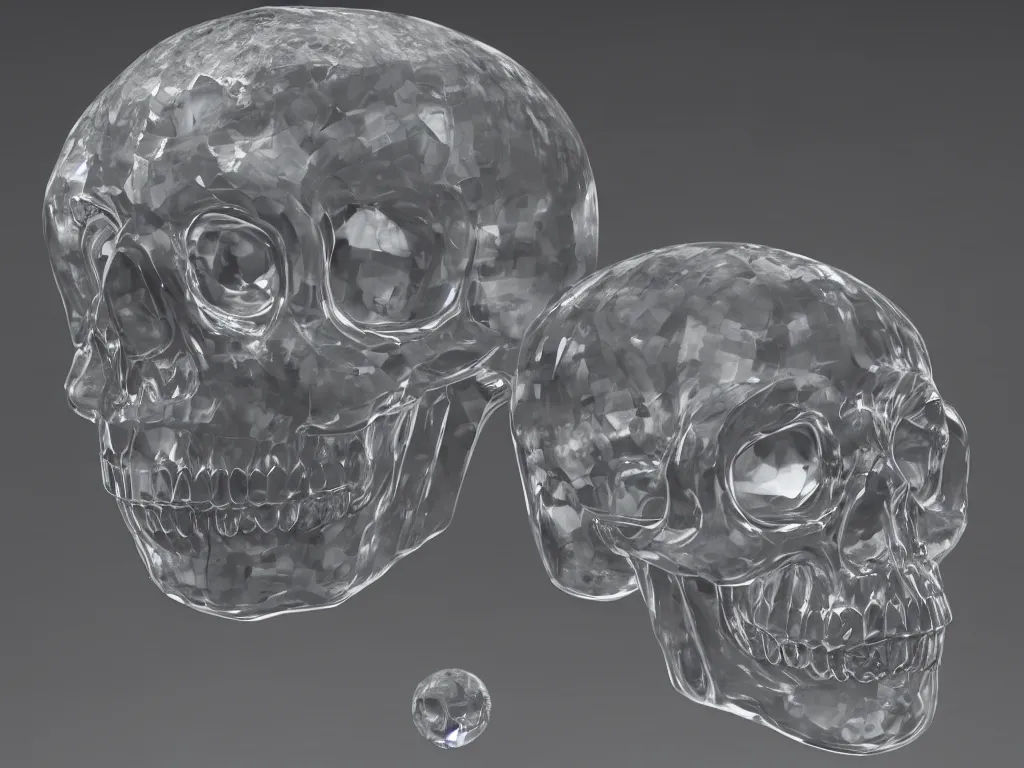 Image similar to portrait of a Quartz Rock Crystal Crystal Skull, unreal engine 5, diffused light, reflections