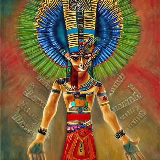 Prompt: hybrid mix of egyptian and tribal dance theme, art by jeff lyons, surrealism