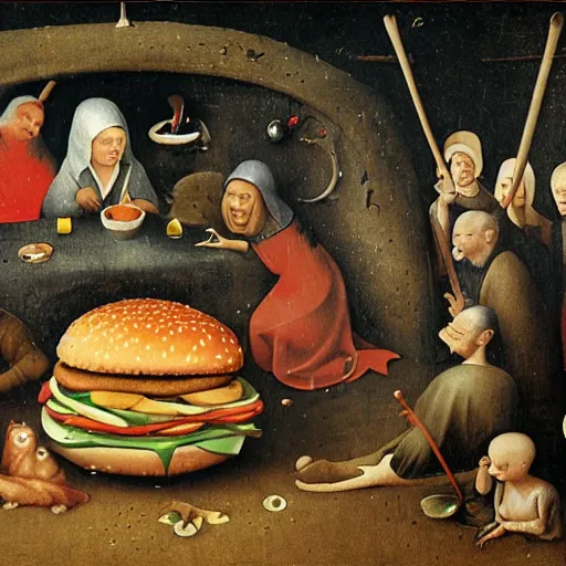 Prompt: McDonalds advertisement in the style of Hieronymus Bosch