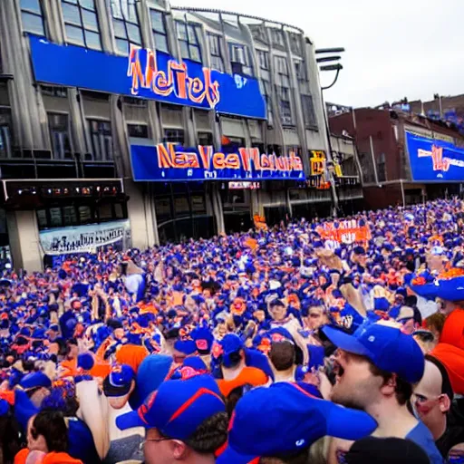 Image similar to photo for NYTimes Story - Hundreds of ny mets fans protest outside stadium as beer prices double