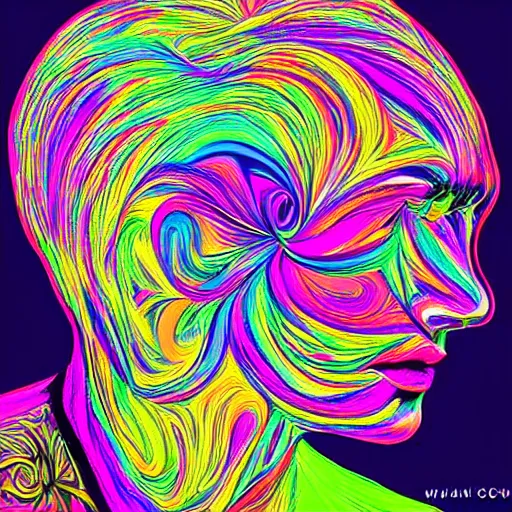 Prompt: stunning psychedelic artwork of a head shape