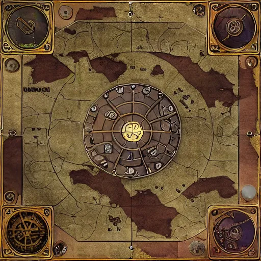 Image similar to roleplaying game table top map a steampunk town, perfect textures, 8k, high details, neat