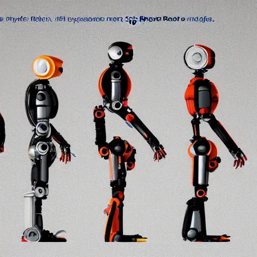 Image similar to an evolution diagram from left to right of robots, 8 k, hyper realistic.