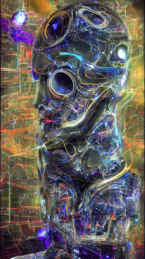 Prompt: the computer gods ascend, in the style of salvador dali, hyperrealistic, photorealistic, scifi illustration, 4 k, ultra hd, rendered in unreal engine 5, vibrant color, beautiful color, highly detailed, evil, award winning, computers, technology, futuristic, mystical, mechanical, circuits, wires, microprocessors