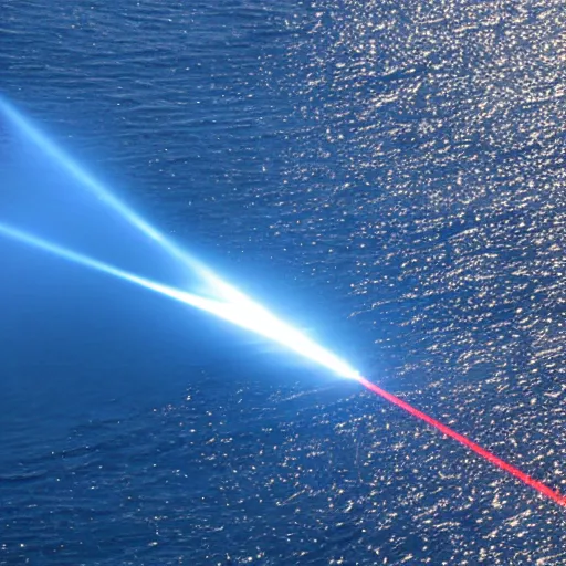 Image similar to laser beam striking the ocean