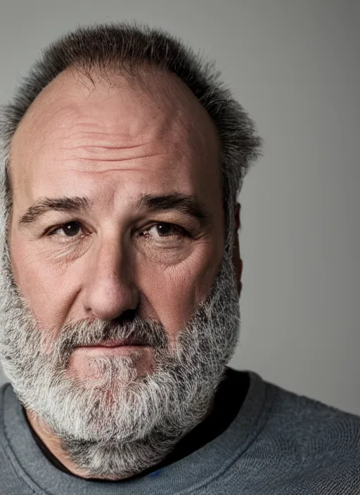 Prompt: DSLR photo portrait still of 60 year old age 60 James Gandolfini at age 60!!!, 85mm f1.8