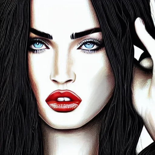 Image similar to megan fox, pixel art, pixel, cybes, photorealistic, realistic, ultra detailed