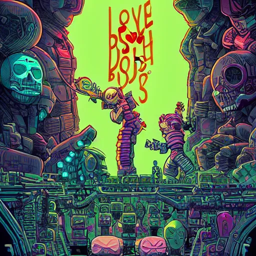 Prompt: Love Death + Robots, by josan gonzales and Dan Mumford