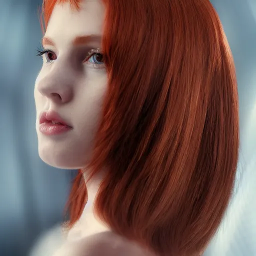 Prompt: highly detailed picture of a beautiful redhead woman, perfectly symmetrical face, sharp focus