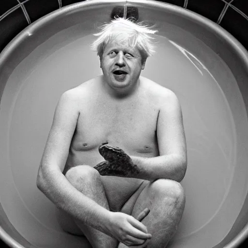 Image similar to boris johnson baving in a bathtub full of beans