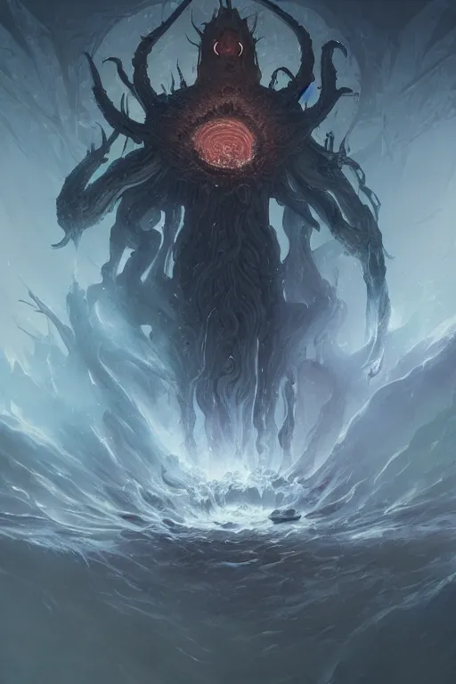 Image similar to great old one, eldritch god, deity, god, cosmic, nightmare, outer space, aliens, digital art, magic the gathering, mtg, by greg rutkowski, trending on artstation