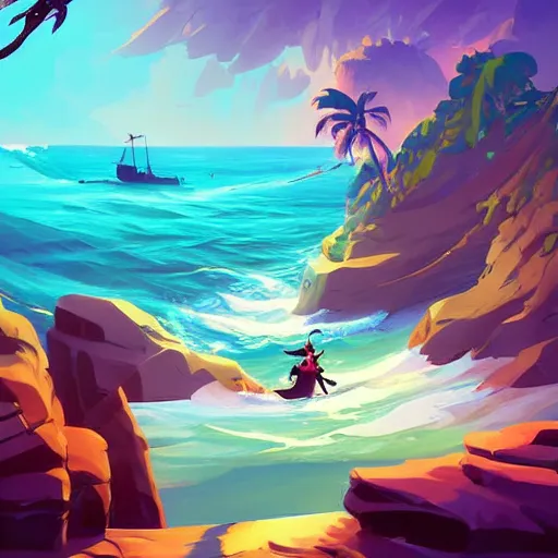 Image similar to painting mermaid treasure on sea of thieves game avatar hero smooth face median photoshop filter cutout vector, behance hd by jesper ejsing, by rhads, makoto shinkai and lois van baarle, ilya kuvshinov, rossdraws global illumination