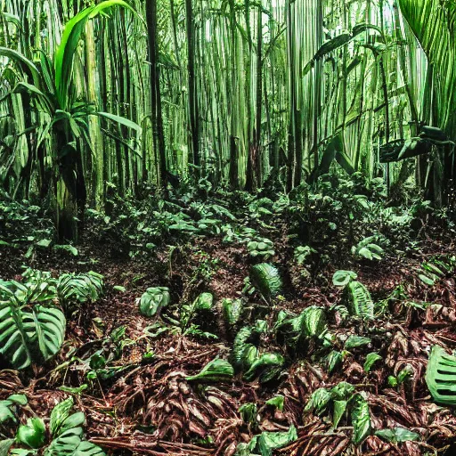 Image similar to forest full of black tacca chantrieri, beautiful, stunning