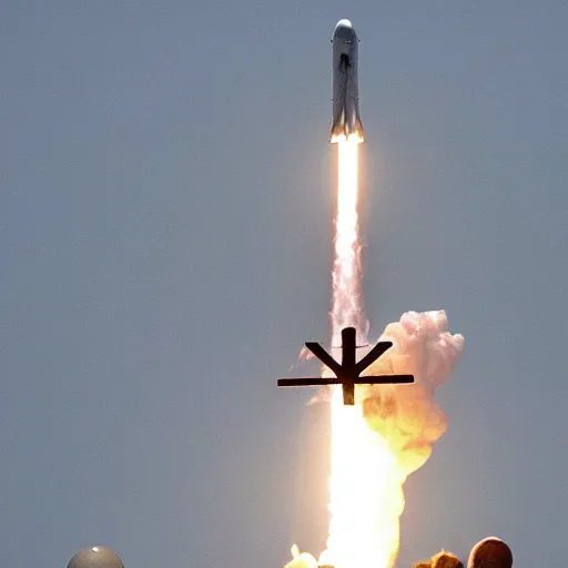 Prompt: spacex launching jesus christ cross