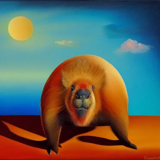 Image similar to capybara in the style of salvadore dali | matte oil painting | featured on artstation | impressionist