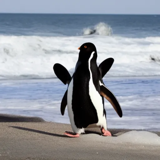 Prompt: Penguin surfing