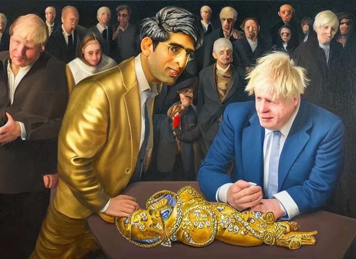 Rishi Sunak And Boris Johnson In Heaven, Abstract Oil | Stable ...