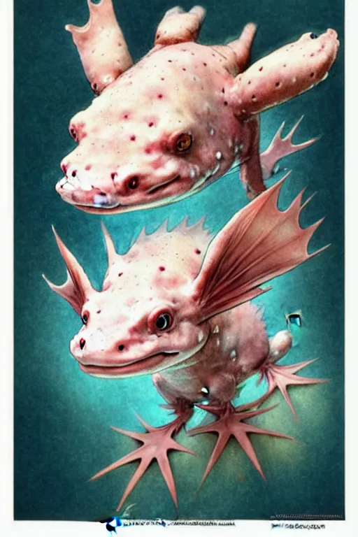 Image similar to ( ( ( ( ( axolotl pokemon. muted colors. ) ) ) ) ) by jean - baptiste monge!!!!!!!!!!!!!!!!!!!!!!!!!!!