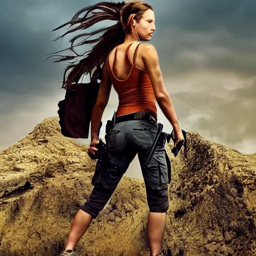 Prompt: “Portrait of Lara Croft by Annie Leibovitz, 4K, digital photography, portrait.”