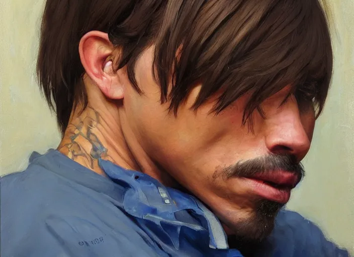 Prompt: a highly detailed beautiful portrait of anthony kiedis, by gregory manchess, james gurney, james jean