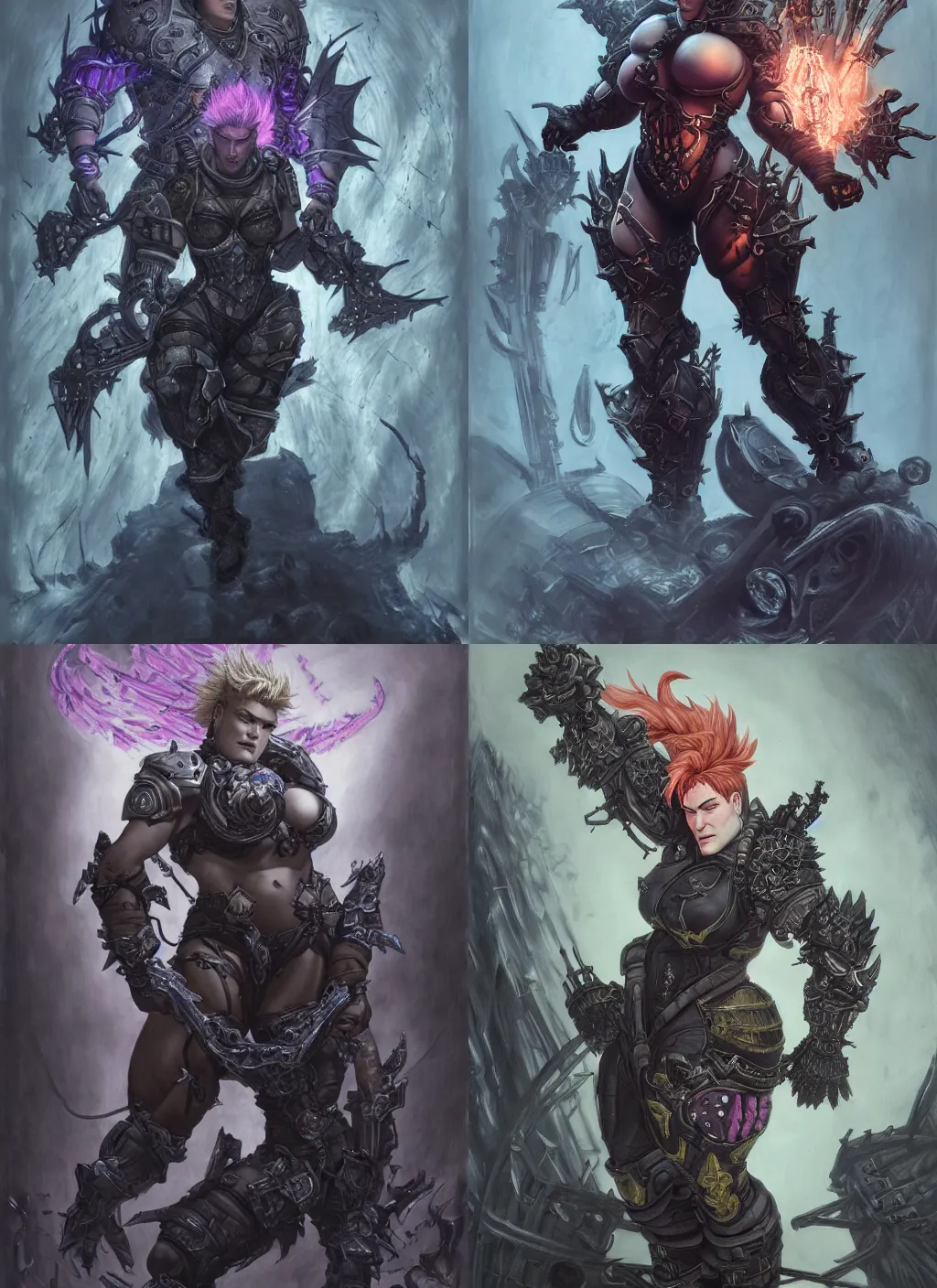 Prompt: zarya from overwatch as a corrupted dark souls boss, evil, gloomy atmosphere, hyperdetailed, intricate, donato giancola, medium shot, inhuman