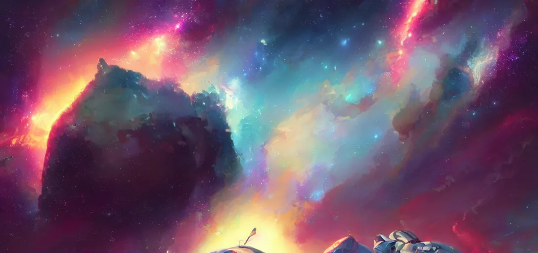 Image similar to a dramatic upward angle of a beautiful galaxy, view from a starship, digital art, incredibly beautiful render, art by artgerm and brian sum cinematic lighting, very coherent, hyper realism, high detail, 8 k jesper ejsing, by rhads, makoto shinkai and lois van baarle