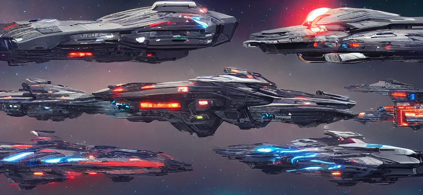 Prompt: beautiful masterpiece painting fleet of spaceships, cyberpunk, by juan ortiz 8k,