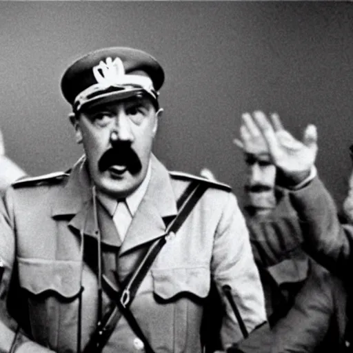 Image similar to A still of Hitler performing in a 1970s funk band, colour photography